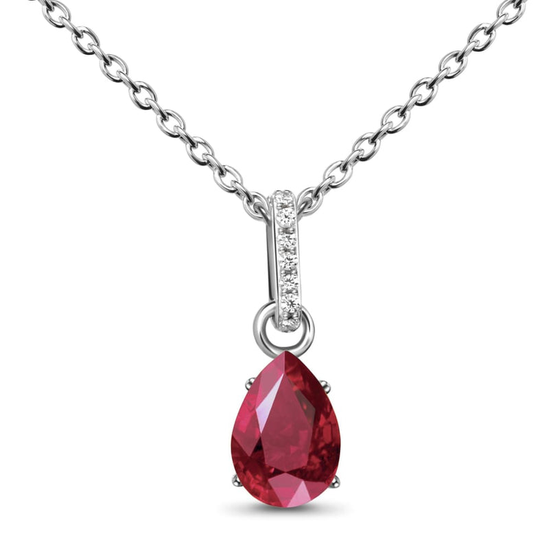 Ruby necklace sway - july birthstone - 925 sterling silver -