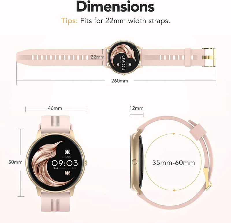 Smart watch for women agptek ip68 waterproof smartwatch for 