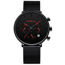 Tineso Black Minimalist Watch - Black Red
