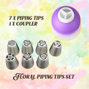 Tri-color coupler - floral pipping tip set (8 pcs) - kitchen