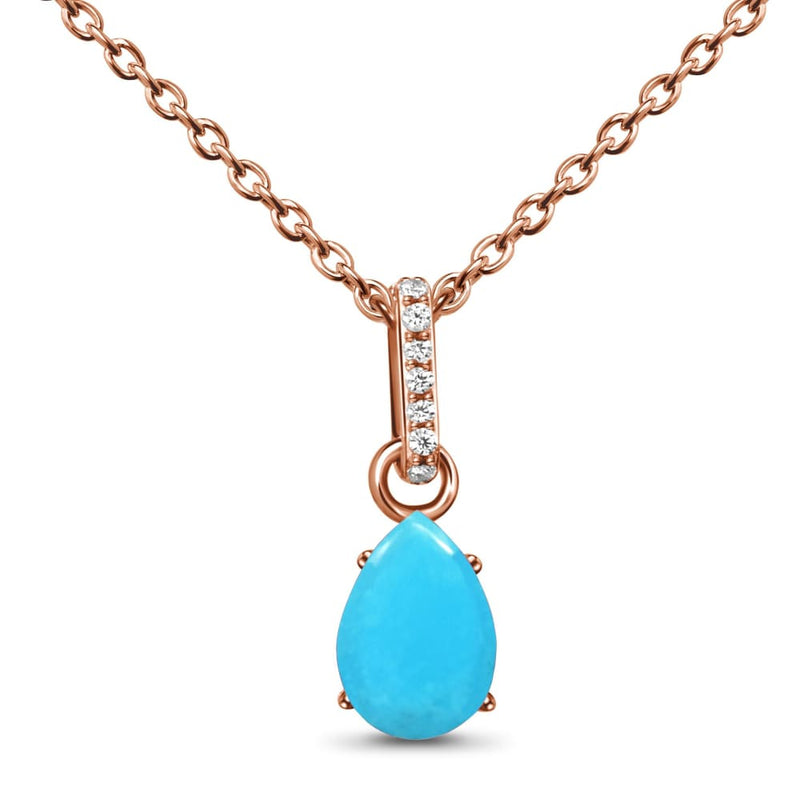 Turquoise necklace sway - december birthstone - 14kt rose 