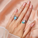 Turquoise ring - cascade band - turquoise ring