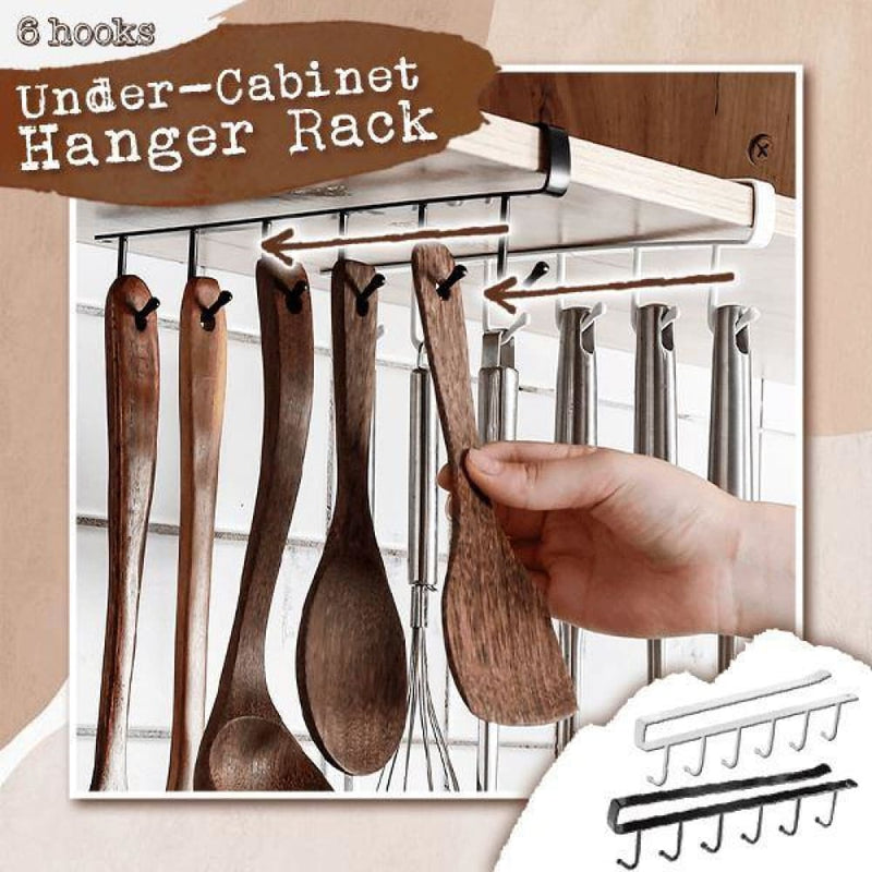 Under-cabinet hanger rack (6-hook) - black - kitchen & 