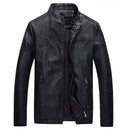 Velvet thick fashion faux men’s leather jacket - black / 