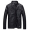 Velvet thick fashion faux men’s leather jacket - black / 