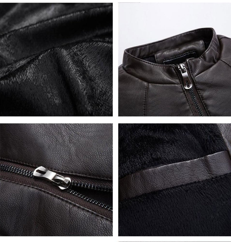Velvet thick fashion faux men’s leather jacket