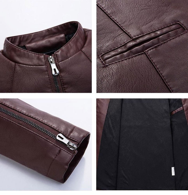 Velvet thick fashion faux men’s leather jacket