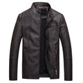 Velvet thick fashion faux men’s leather jacket - coffee / 