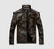 Velvet thick warm wash men’s leather jacket - coffecolor / 