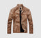 Velvet thick warm wash men’s leather jacket - khaki / small