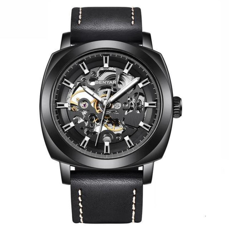 Venal Automatic Skeleton Watch - Black