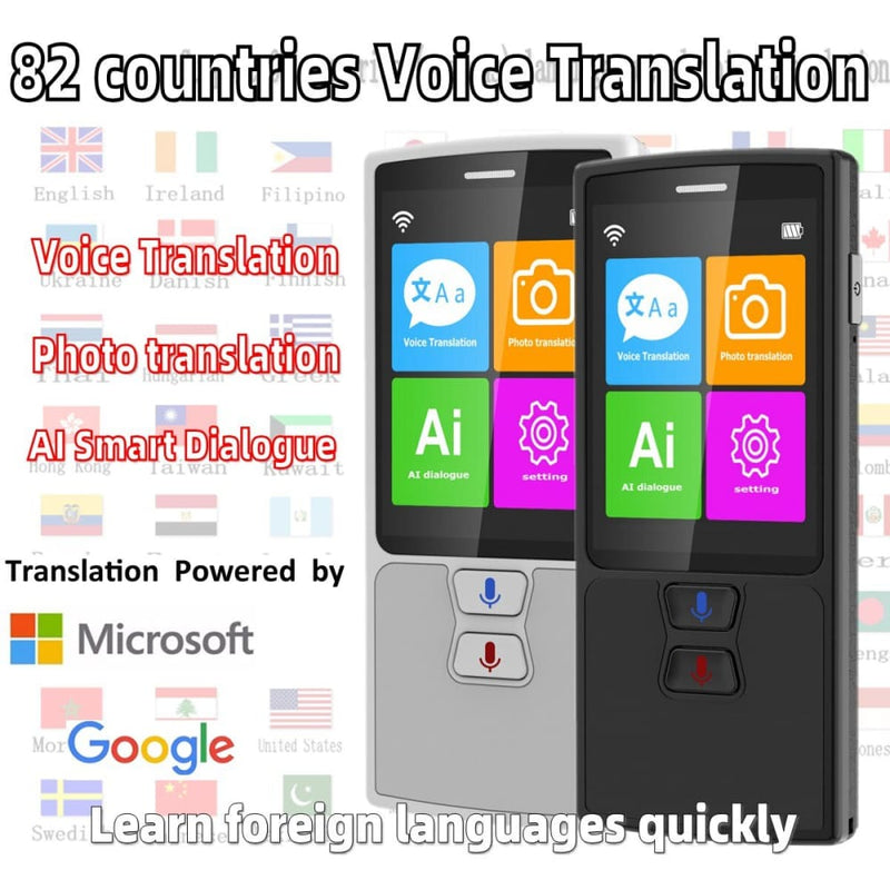 Voice translator 82 Languages English Japanese Korean French Russian German Chinese Spanish translation Travel translator gray - ELECTRONICS-HEAVEN