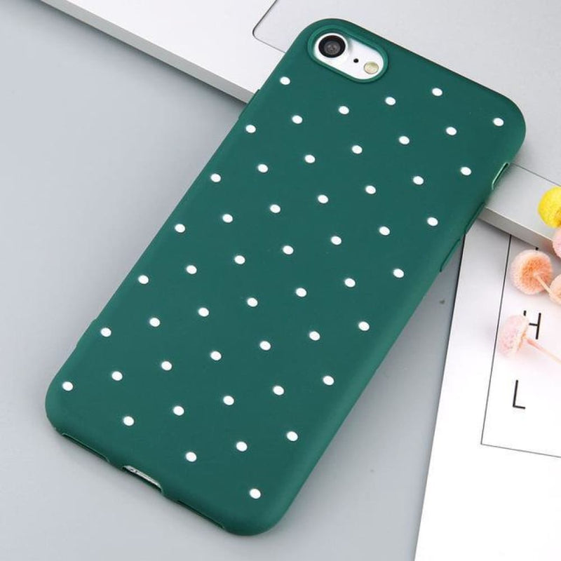 Wine red polka dot iphone case - green / for iphone 7