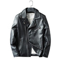 Winter casual mens leather jacket motorcycle style - black /