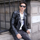 Winter casual mens leather jacket motorcycle style