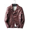 Winter casual mens leather jacket motorcycle style - wine 