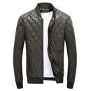 Winter fashion velvet thick plaid men’s leather jacket - 