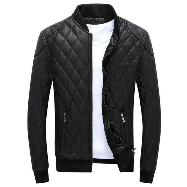 Winter fashion velvet thick plaid men’s leather jacket - 