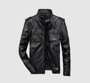 Winter men’s leather jacket - black / xxx-small