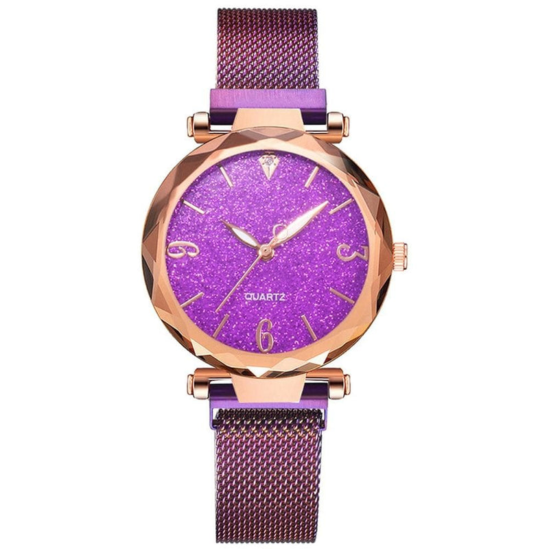 Women’s Magnetic Rose Gold Wrist Watch. Model A - Purple