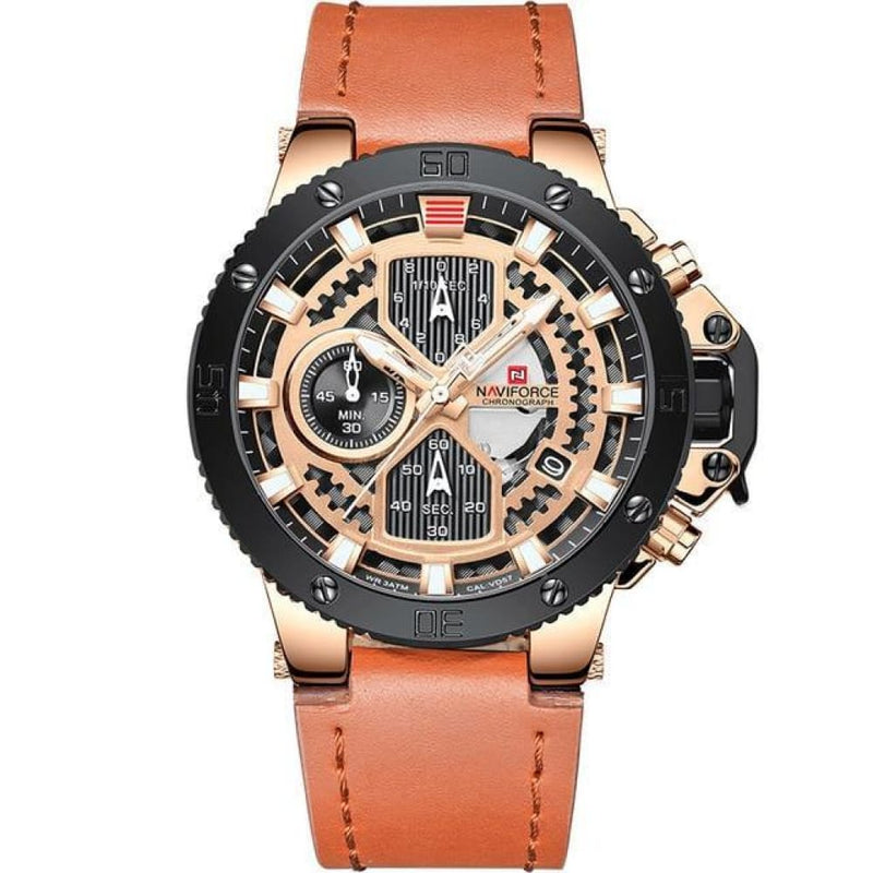 Zincon Chronograph Leather Watch - Gold
